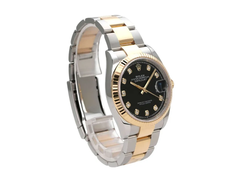 Rolex Datejust 36 Oystersteel Gelbgold 126233 Schwarz Diamant