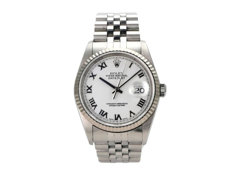 Rolex Datejust 36 16234 Weiß Römisch Jubile-Band