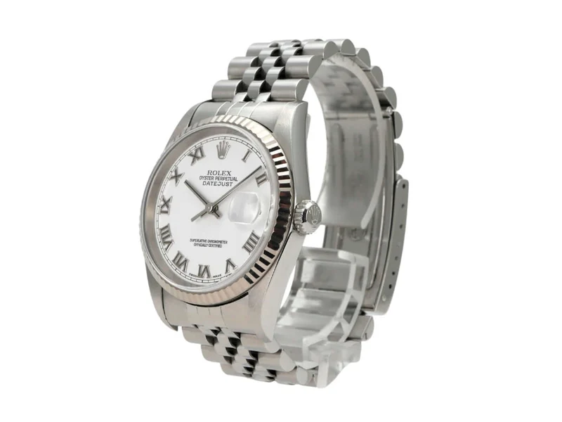 Rolex Datejust 36 16234 Weiß Römisch Jubile-Band