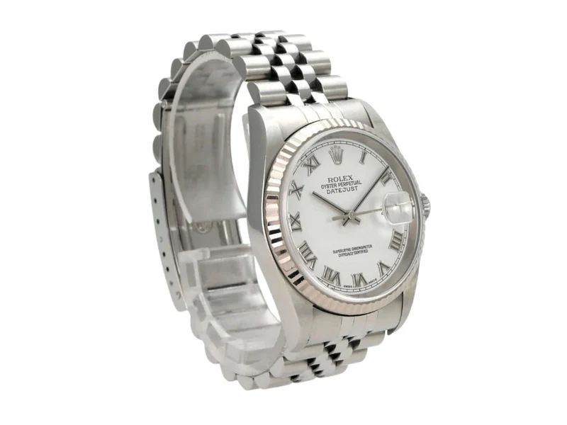 Rolex Datejust 36 16234 Weiß Römisch Jubile-Band