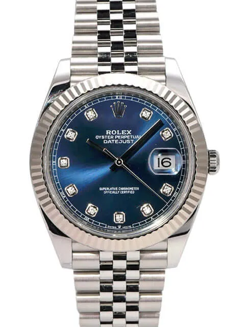 Rolex Datejust 41 Edelstahl Weißgold 126334 Blau Dia Jubile-Band