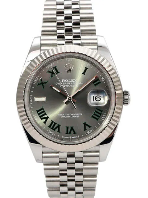 Rolex Datejust 41 Edelstahl Weißgold 126334 Rhodium Römisch Jubile-Band