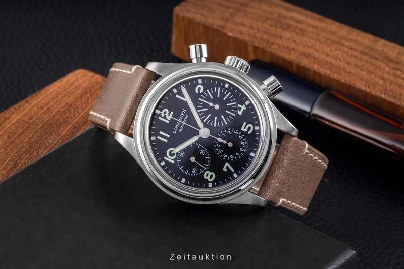 Longines Avigation chronograph steel automatic men's watch L2.816.4.53.2 LP: 3250EUR [2605285]