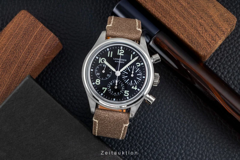 Longines Avigation chronograph steel automatic men's watch L2.816.4.53.2 LP: 3250EUR [2605285]