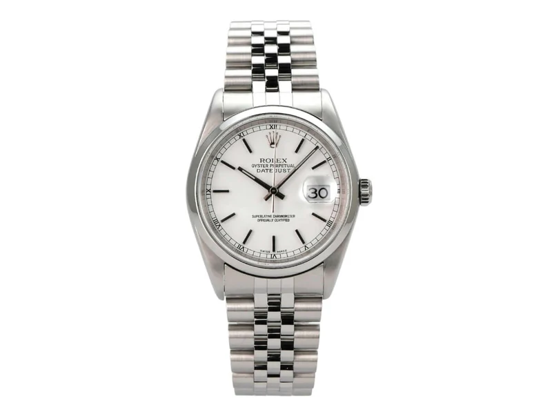 Rolex Datejust 36 Edelstahl 16200 Weiß Jubile-Band