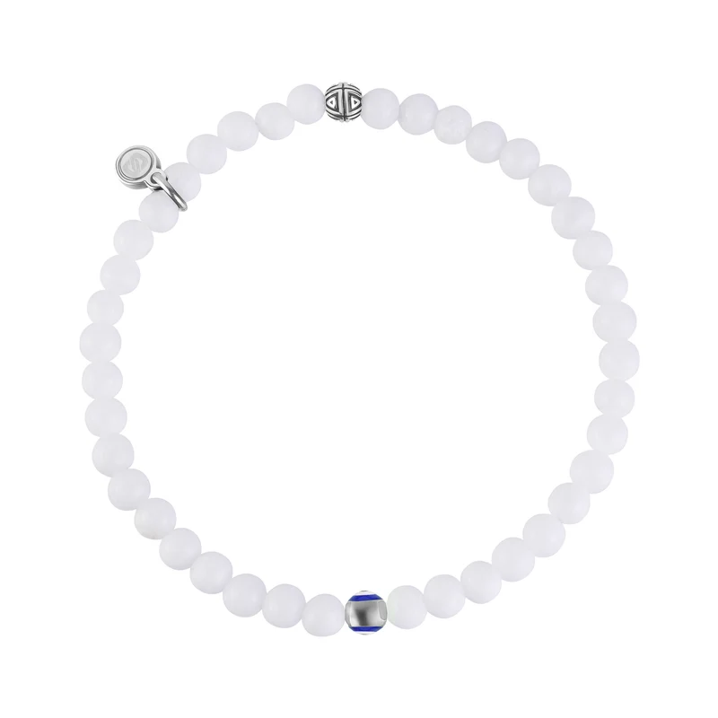Evil Eye White Jade Schutz Perle Armband | 4MM