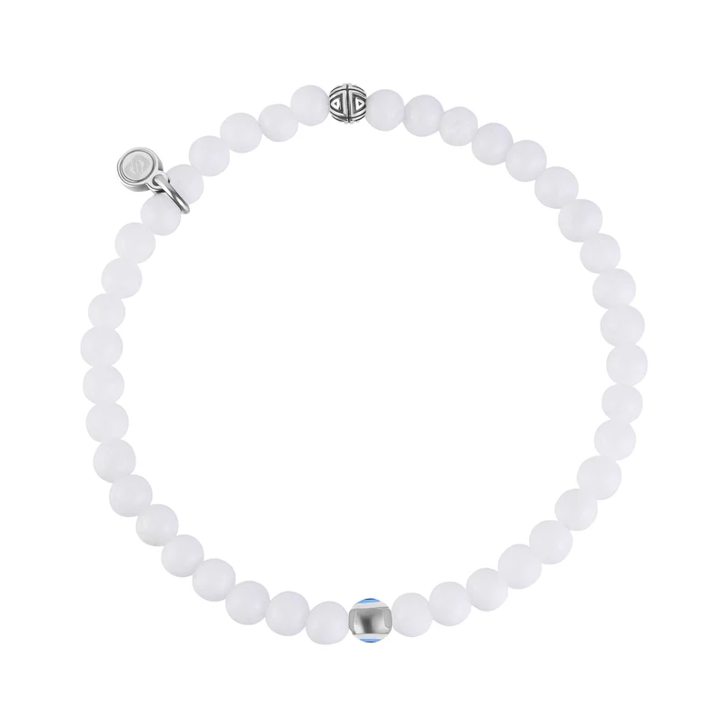 Evil Eye White Jade Schutz Perle Armband | 4MM