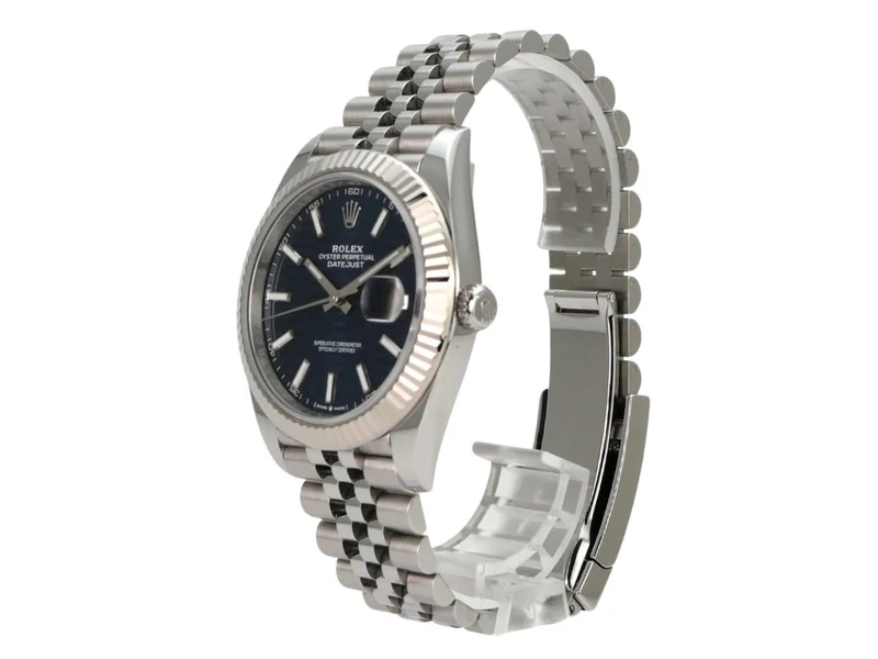 Rolex Datejust 41 Edelstahl Weißgold 126334 Blau Riffelmuster Jubile-Band