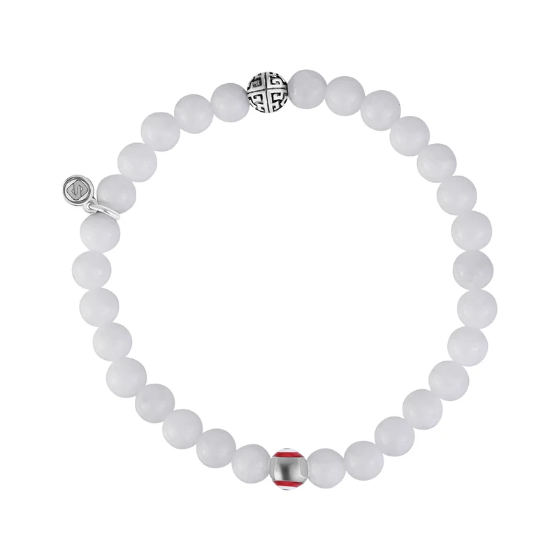 Evil Eye White Jade Schutz Perlen Armband | 6MM