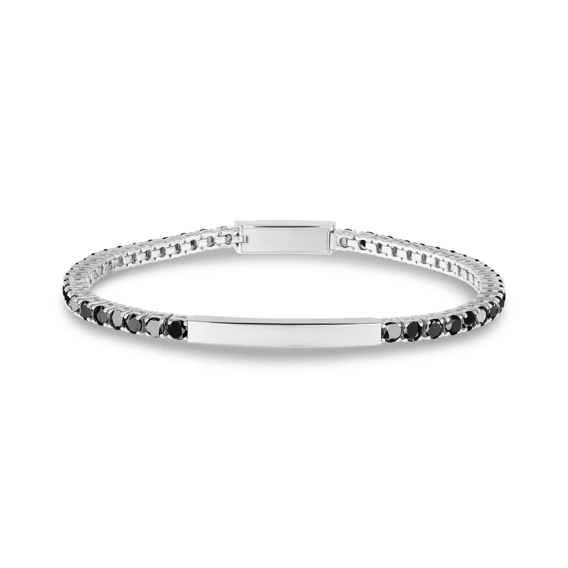 Schwarzer Stein ID Tennisarmband | 3mm