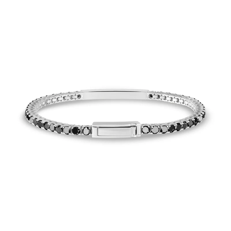Schwarzer Stein ID Tennisarmband | 3mm