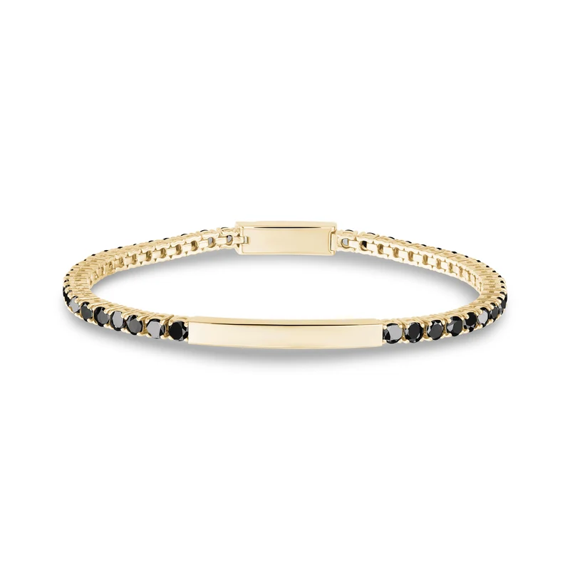 Schwarzer Stein ID Tennisarmband | 3mm