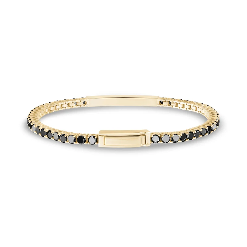 Schwarzer Stein ID Tennisarmband | 3mm