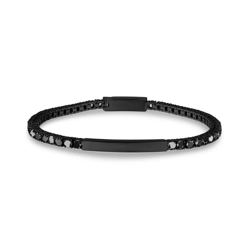 Schwarzer Stein ID Tennisarmband | 3mm