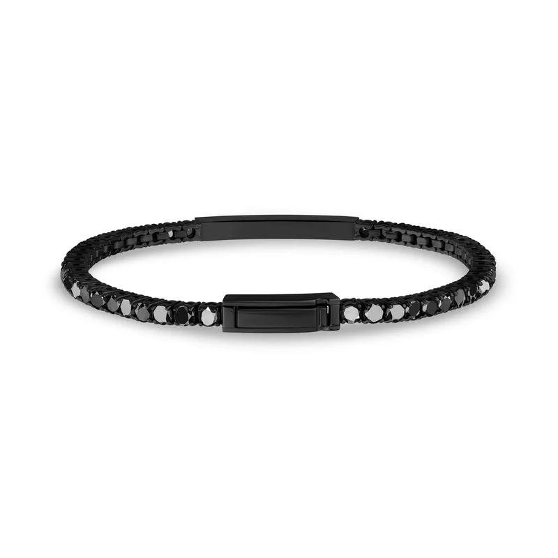 Schwarzer Stein ID Tennisarmband | 3mm