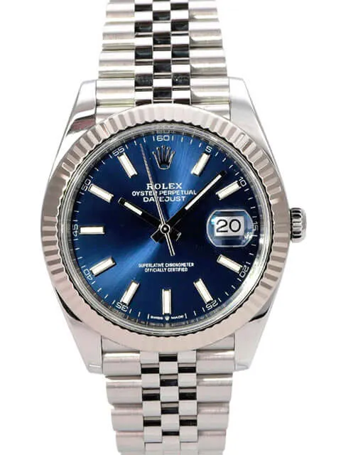 Rolex Datejust 41 Edelstahl Weißgold 126334 Blau Jubile-Band