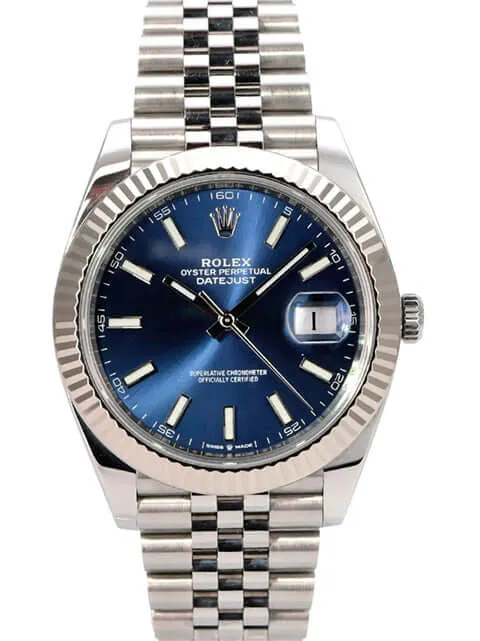Rolex Datejust 41 Edelstahl Weißgold 126334 Blau Jubile-Band