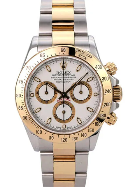 Rolex Daytona Edelstahl Gelbgold 116523 Weiß