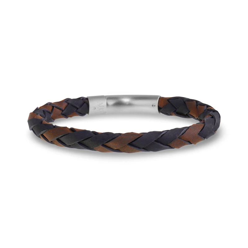 Schwarzes & braunes Lederarmband | 6MM
