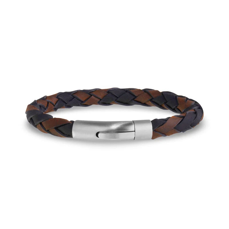 Schwarzes & braunes Lederarmband | 6MM