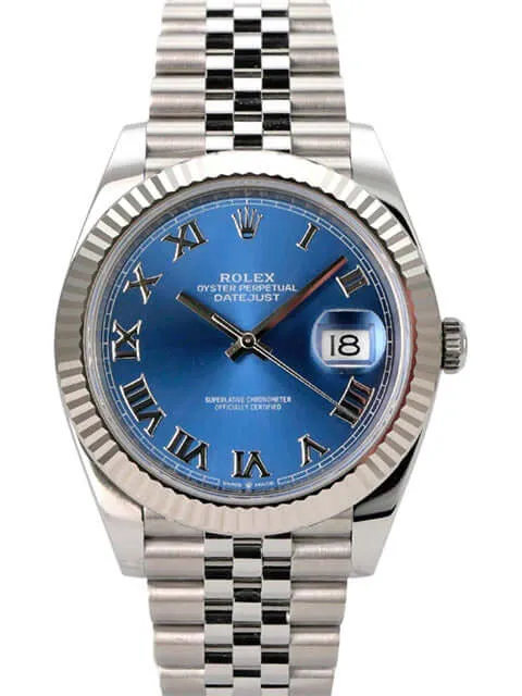 Rolex Datejust 41 Oystersteel Weißgold 126334 Blau Römisch Jubile-Band