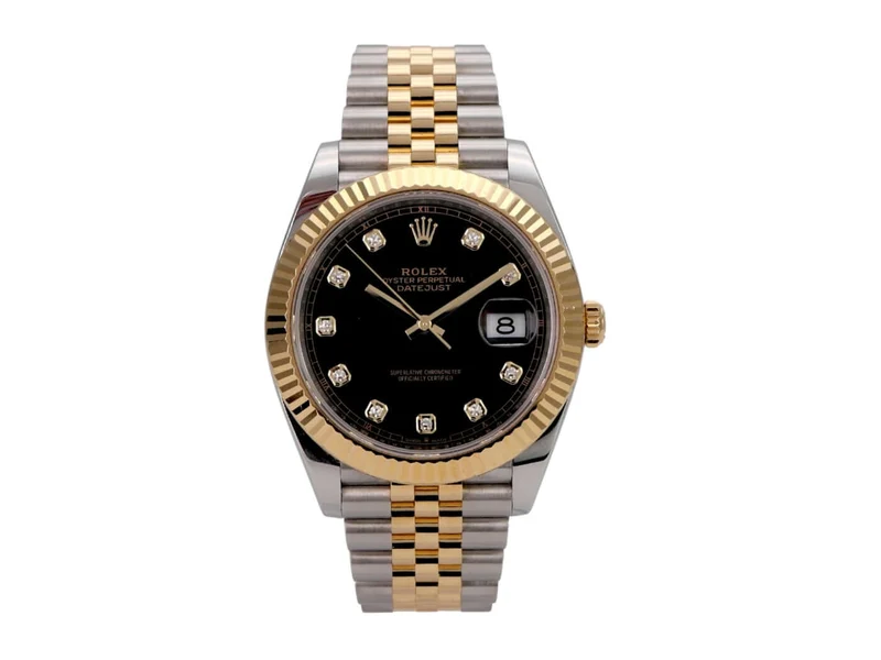 Rolex Datejust 41 Edelstahl Gelbgold 126333 Schwarz Diamant Jubile-Band