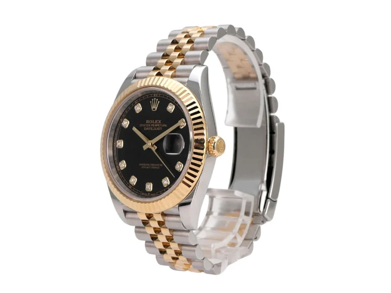 Rolex Datejust 41 Edelstahl Gelbgold 126333 Schwarz Diamant Jubile-Band