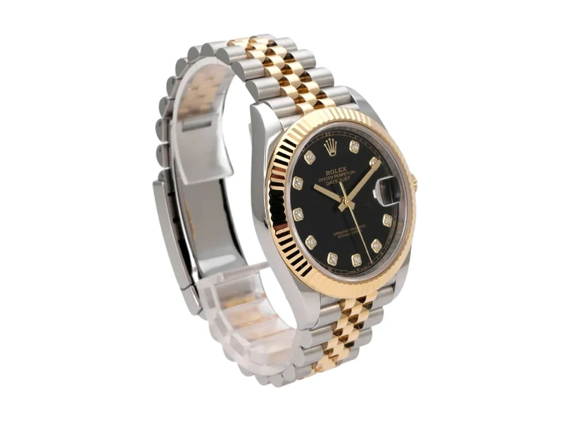 Rolex Datejust 41 Edelstahl Gelbgold 126333 Schwarz Diamant Jubile-Band