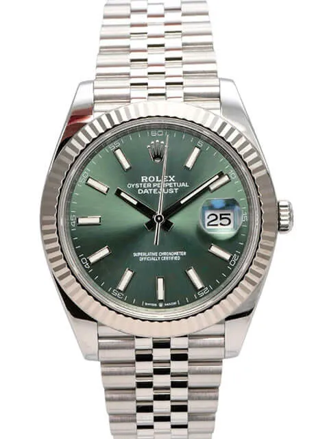 Rolex Datejust 41 Edelstahl Weißgold 126334 Mint Green Jubile-Band