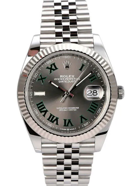 Rolex Datejust 41 Edelstahl Weißgold 126334 Rhodium Römisch Jubile-Band
