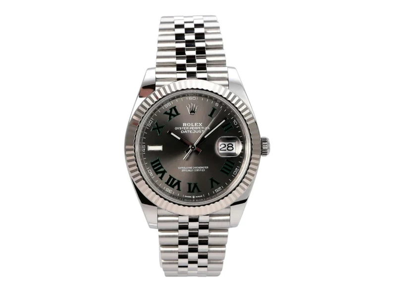 Rolex Datejust 41 Edelstahl Weißgold 126334 Rhodium Römisch Jubile-Band