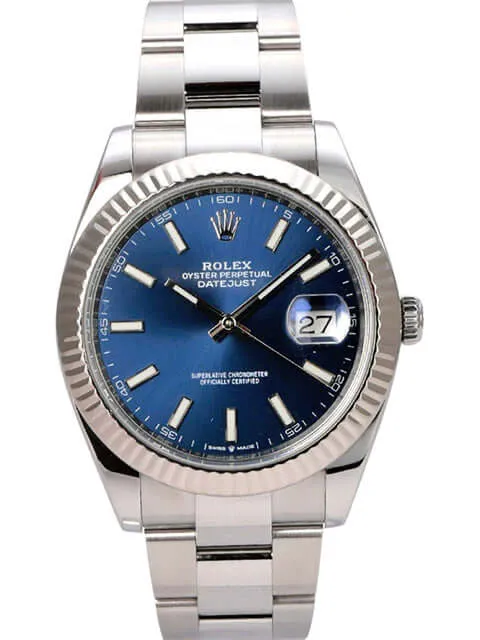 Rolex Datejust 41 Edelstahl Weißgold 126334 Blau