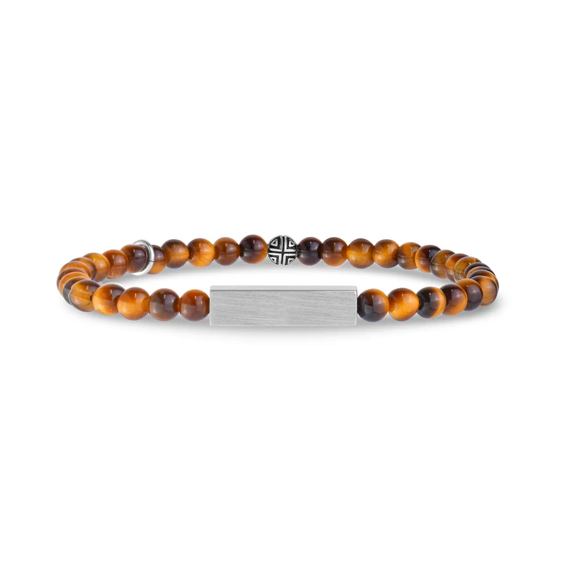 Rechteckiges Tigerauge-Perlenarmband | 4 mm