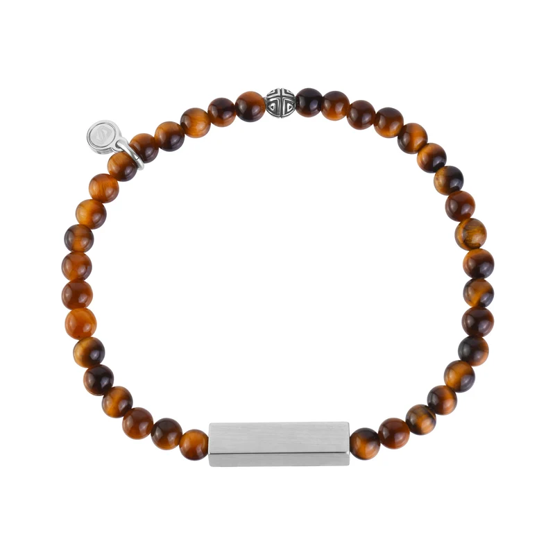 Rechteckiges Tigerauge-Perlenarmband | 4 mm