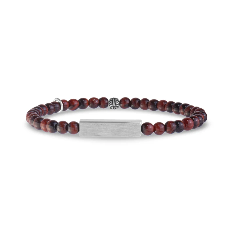 Rechteckiges Tigerauge-Perlenarmband | 4 mm