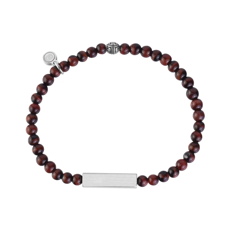 Rechteckiges Tigerauge-Perlenarmband | 4 mm