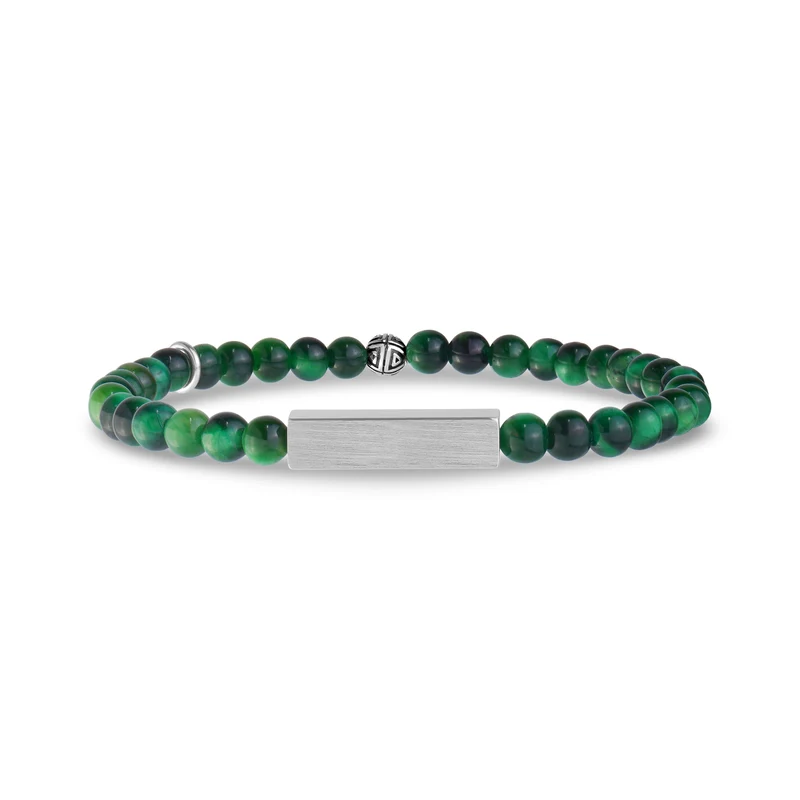 Rechteckiges Tigerauge-Perlenarmband | 4 mm
