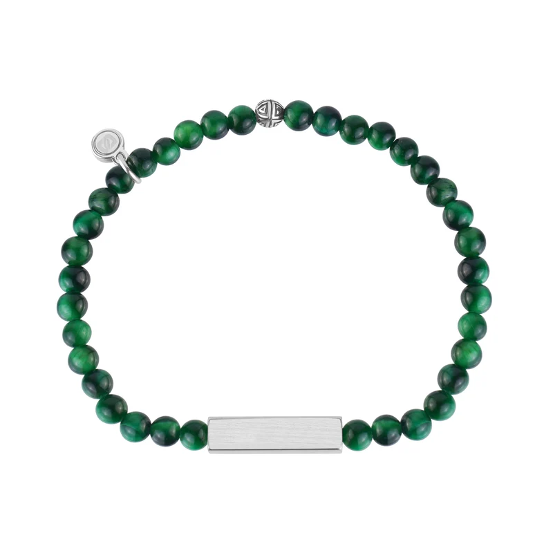 Rechteckiges Tigerauge-Perlenarmband | 4 mm