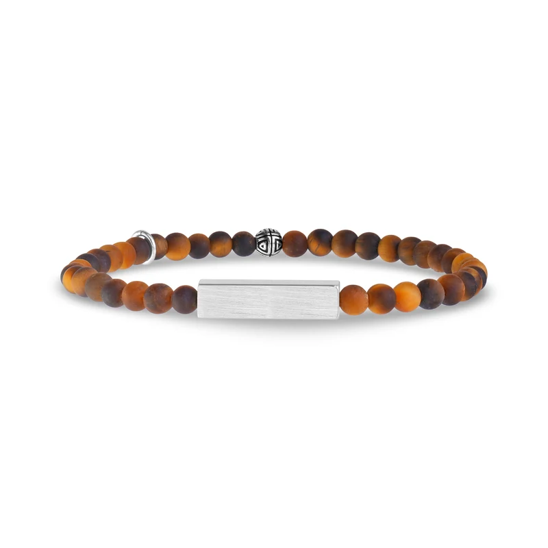 Rechteckiges Tigerauge-Perlenarmband | 4 mm