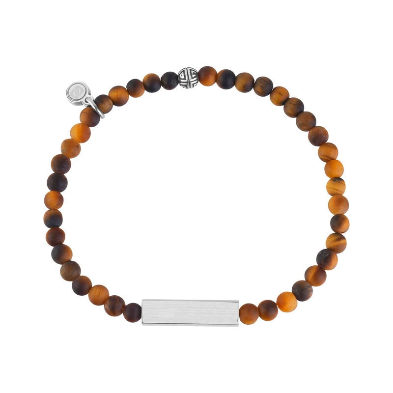 Rechteckiges Tigerauge-Perlenarmband | 4 mm