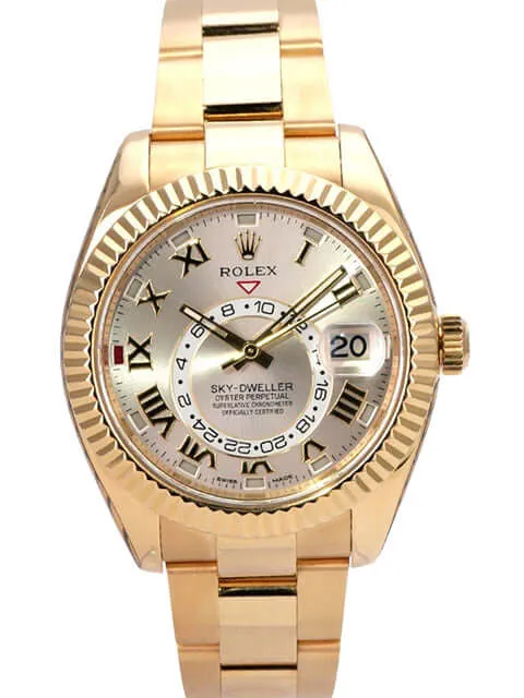 Rolex Sky-Dweller 326938 Gelbgold Silber Römisch