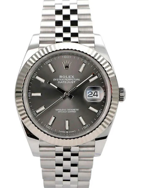 Rolex Datejust 41 Edelstahl Weißgold 126334 Rhodium Jubile-Band