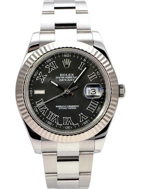 Rolex Datejust II 116334 Schwarz Römisch