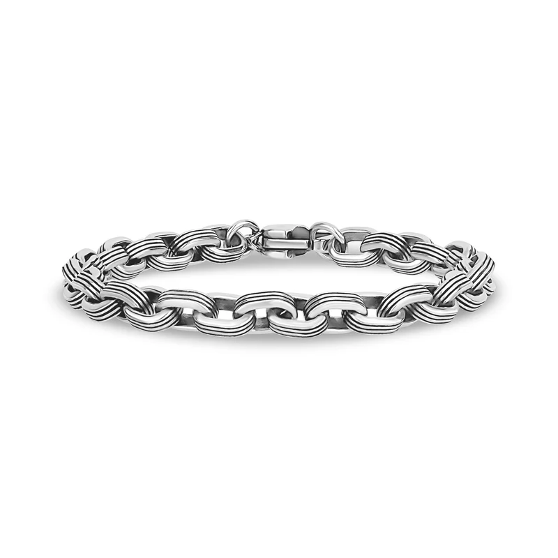 Schwarz gefüttertes ovales Gliederarmband