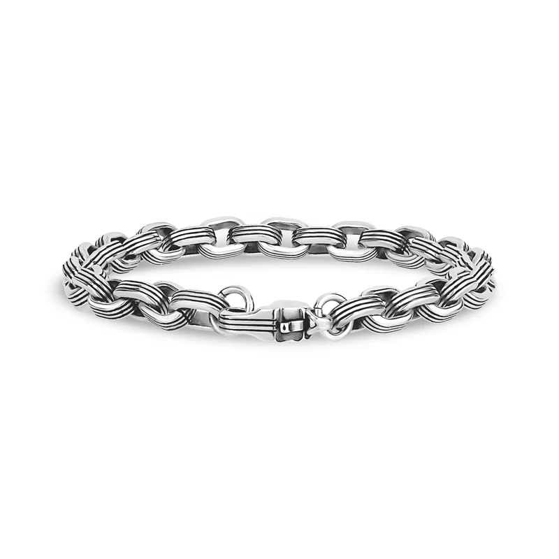 Schwarz gefüttertes ovales Gliederarmband
