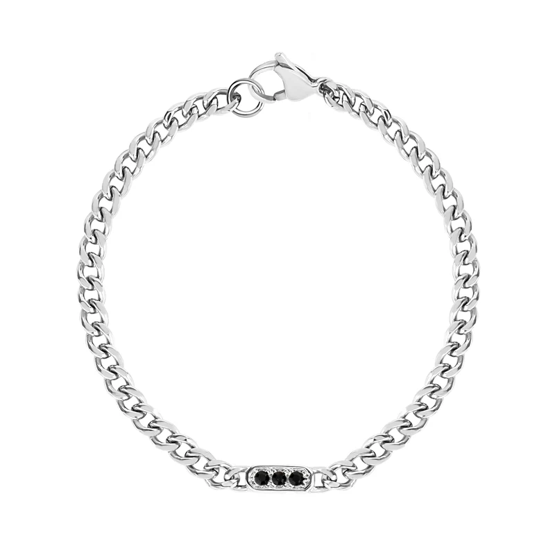 Kubanisches Gliederarmband mit schwarzem Stein