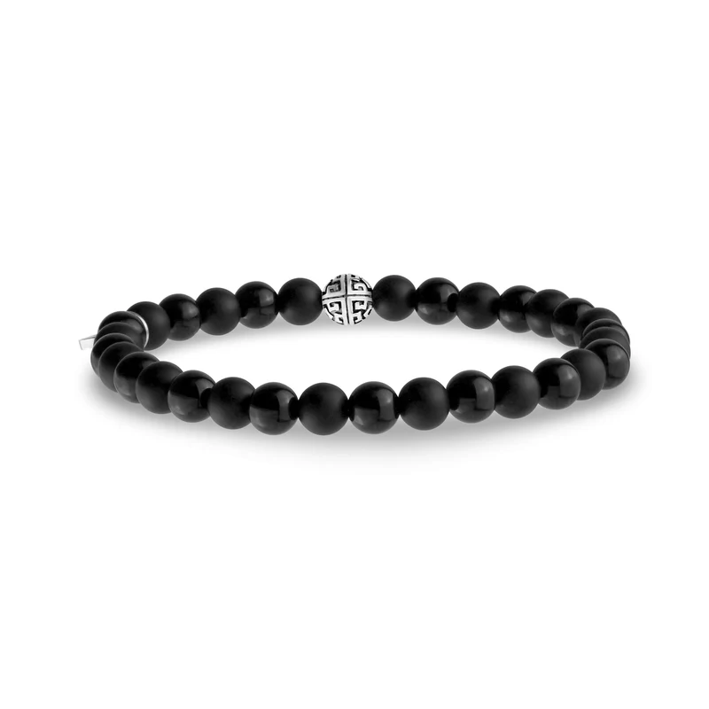 6mm schwarzes Mix-Perlenarmband