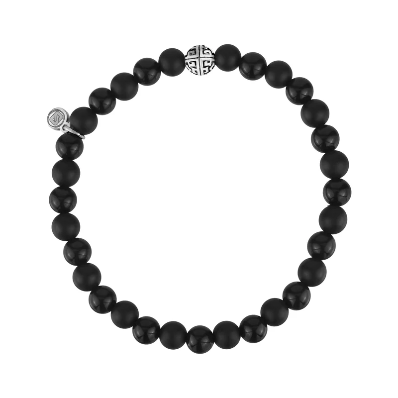 6mm schwarzes Mix-Perlenarmband