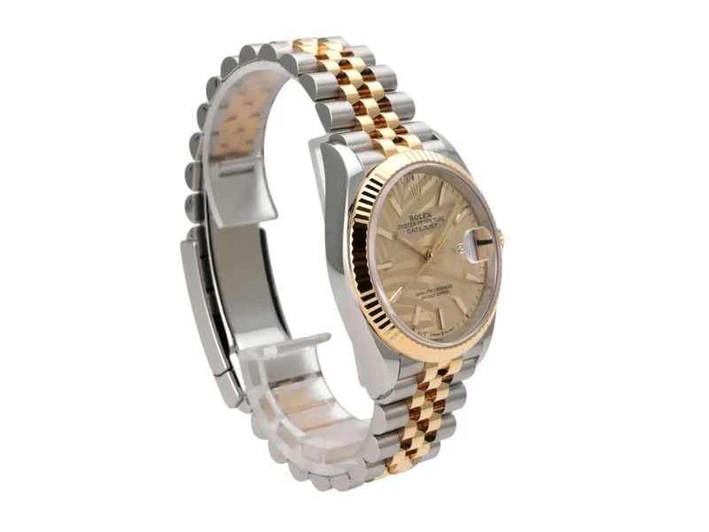 Rolex Datejust 36 Oystersteel Gelbgold 126233 Golden Palmenmuster Jubile-Band