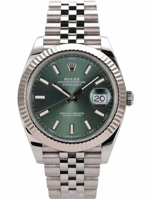 Rolex Datejust 41 Edelstahl Weißgold 126334 Mint Green Jubile-Band